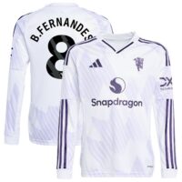 Manchester United adidas Away Shirt 2025-26 - Kids - Long Sleeve with B. Fernandes 8 printing