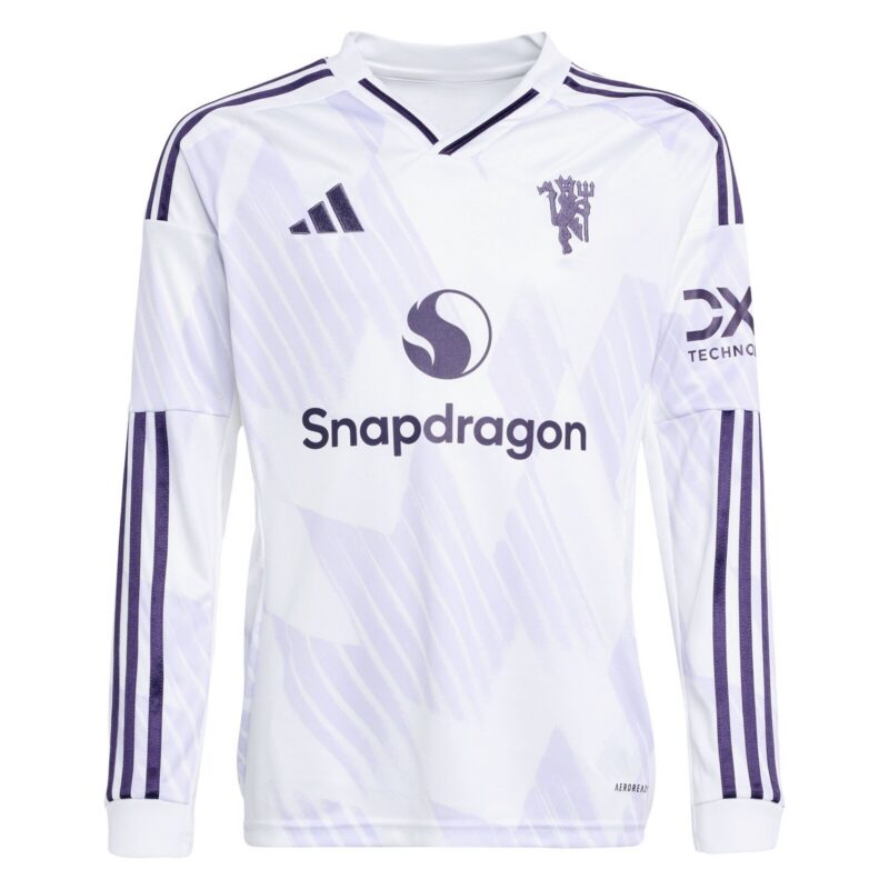 Manchester United adidas Away Shirt 2025-26 - Kids - Long Sleeve with Šeško 30 printing
