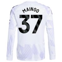 Manchester United adidas Away Shirt 2025-26 - Kids - Long Sleeve with Mainoo 37 printing