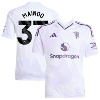 Manchester United adidas Away Shirt 2025-26 - Kids with Mainoo 37 printing