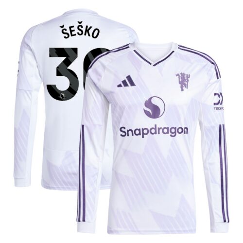 Manchester United adidas Away Shirt 2025-26 - Long sleeve with Šeško 30 printing