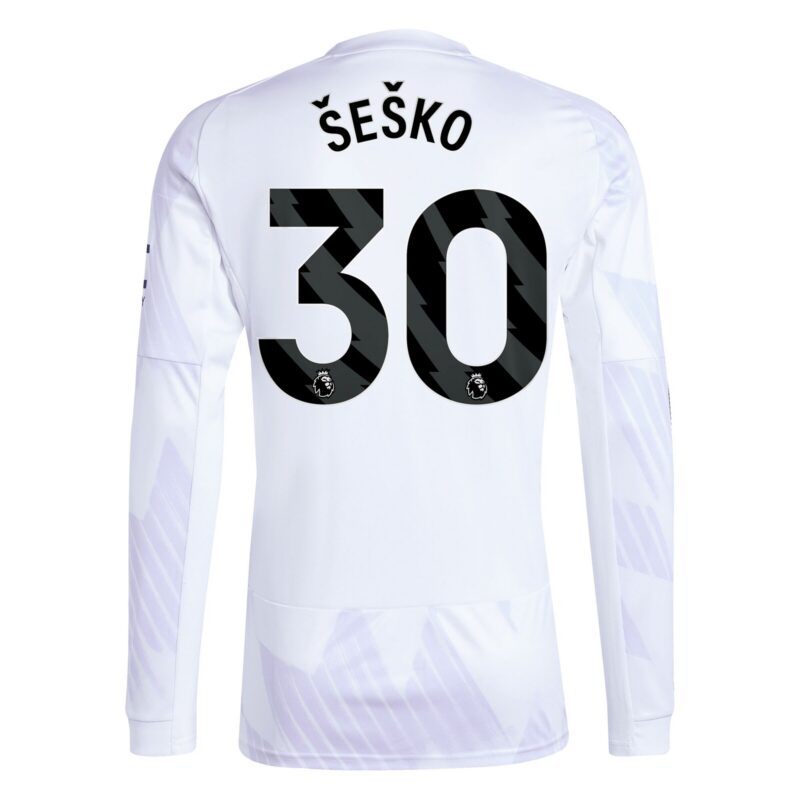Manchester United adidas Away Shirt 2025-26 - Long sleeve with Šeško 30 printing