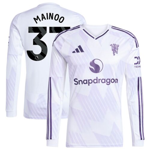 Manchester United adidas Away Shirt 2025-26 - Long sleeve with Mainoo 37 printing
