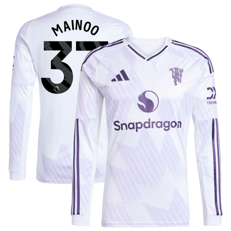 Manchester United adidas Away Shirt 2025-26 - Long sleeve with Mainoo 37 printing