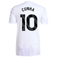 Manchester United adidas Away Shirt 2025-26 with Cunha 10 printing