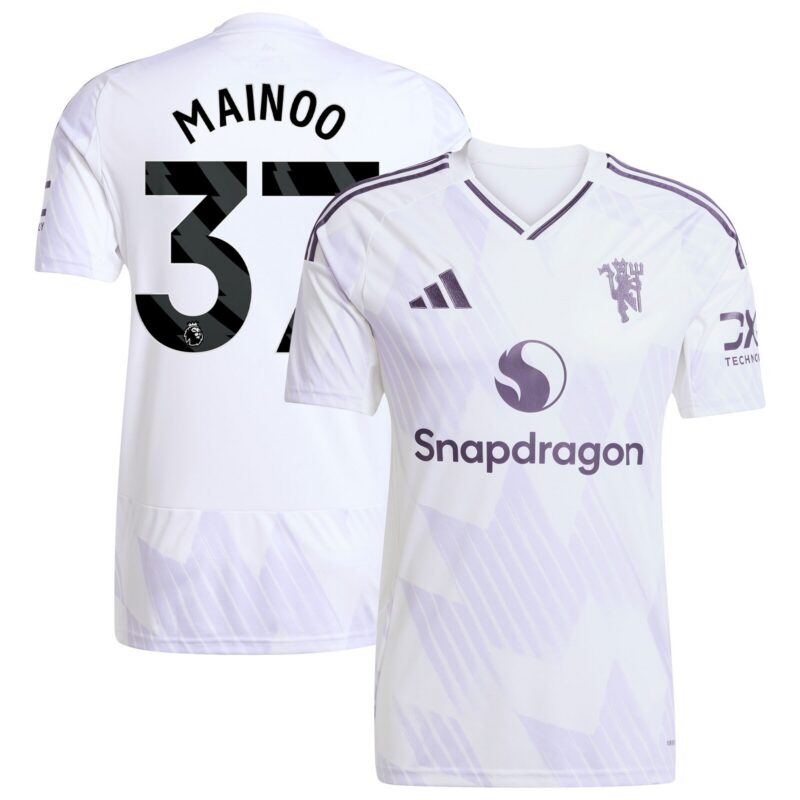 Manchester United adidas Away Shirt 2025-26 with Mainoo 37 printing