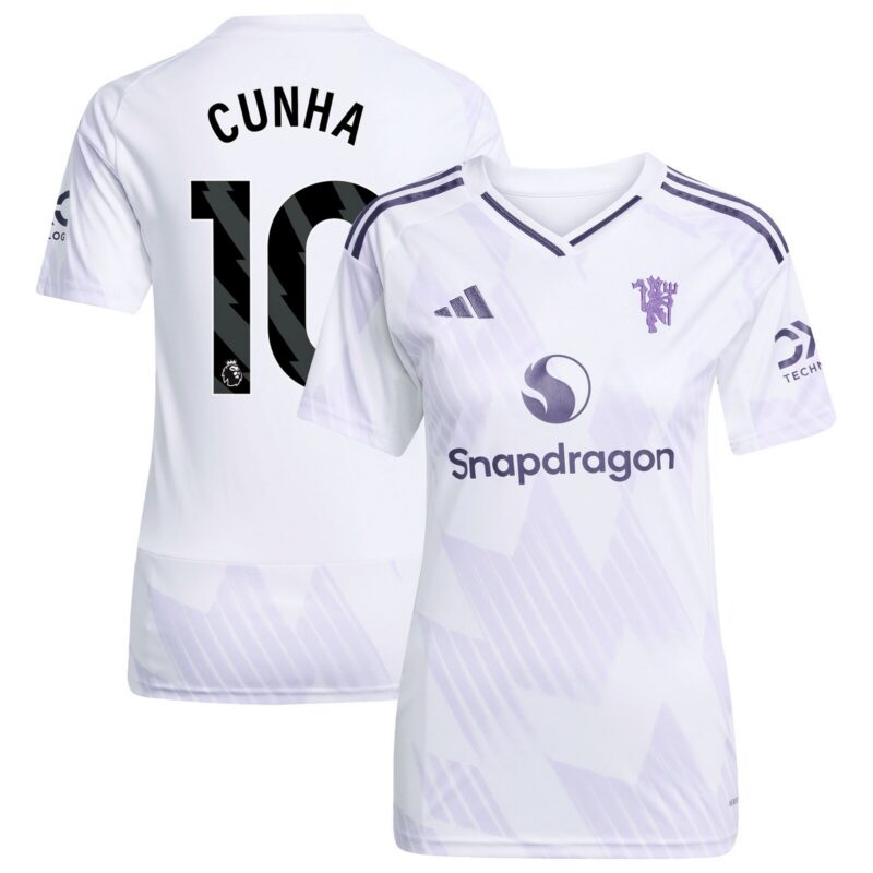 Manchester United adidas Away Shirt 2025-26 - Womens with Cunha 10 printing