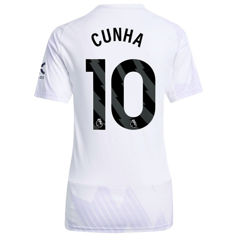 Manchester United adidas Away Shirt 2025-26 - Womens with Cunha 10 printing