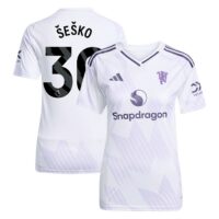Manchester United adidas Away Shirt 2025-26 - Womens with Šeško 30 printing