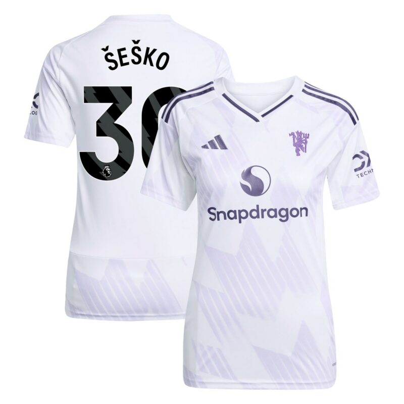 Manchester United adidas Away Shirt 2025-26 - Womens with Šeško 30 printing