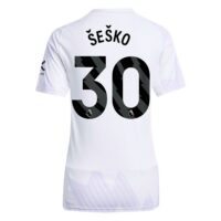 Manchester United adidas Away Shirt 2025-26 - Womens with Šeško 30 printing