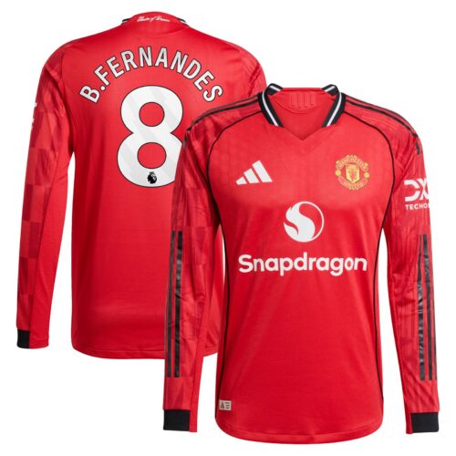 A2B image: manchester-united-adidas-home-authentic-shirt-2025-26-long-sleeve-with-b-fernandes-8-printing Manchester United adidas Home Authentic Shirt 2025-26 - Long sleeve with B. Fernandes 8 printing