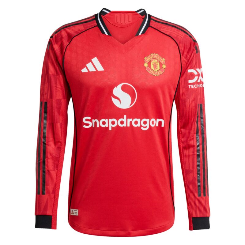 Manchester United adidas Home Authentic Shirt 2025-26 - Long sleeve with Mbeumo 19 printing