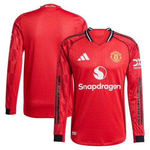 A2B image: manchester-united-adidas-home-authentic-replica-shirt-2025-26-long-sleeve Manchester United adidas Home Authentic Replica Shirt 2025-26 - Long Sleeve