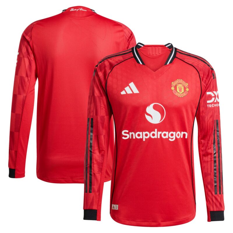 Manchester United adidas Home Authentic Replica Shirt 2025-26 - Long Sleeve