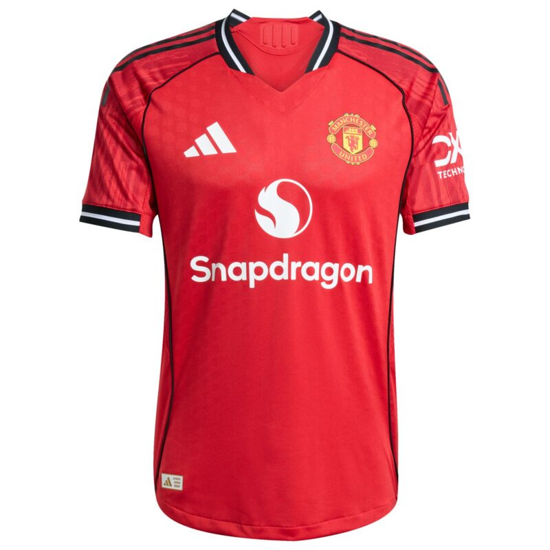 Manchester United adidas Home Authentic Shirt 2025-26 with Cunha 10 printing