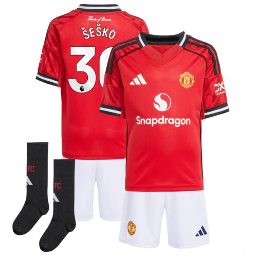 Manchester United adidas Home Minikit 2025-26 with Šeško 30 printing