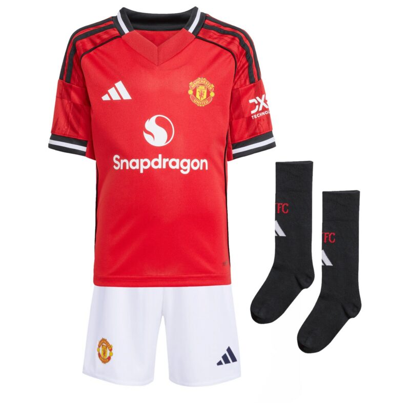 A2B image: manchester-united-adidas-home-minikit-2025-26-with-sesko-30-printing Manchester United adidas Home Minikit 2025-26 with Šeško 30 printing