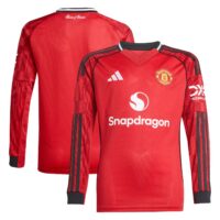 A2B image: manchester-united-adidas-home-replica-shirt-2025-26-kids-long-sleeve Manchester United adidas Home Replica Shirt 2025-26 - Kids - Long Sleeve