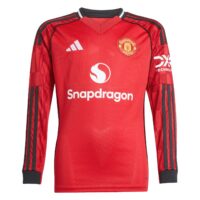 A2B image: manchester-united-adidas-home-replica-shirt-2025-26-kids-long-sleeve Manchester United adidas Home Replica Shirt 2025-26 - Kids - Long Sleeve