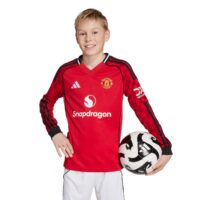 A2B image: manchester-united-adidas-home-replica-shirt-2025-26-kids-long-sleeve Manchester United adidas Home Replica Shirt 2025-26 - Kids - Long Sleeve