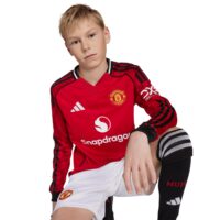 A2B image: manchester-united-adidas-home-replica-shirt-2025-26-kids-long-sleeve Manchester United adidas Home Replica Shirt 2025-26 - Kids - Long Sleeve