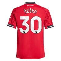 Manchester United adidas Home Shirt 2025-26 - Kids with Šeško 30 printing
