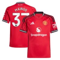 Manchester United adidas Home Shirt 2025-26 - Kids with Mainoo 37 printing
