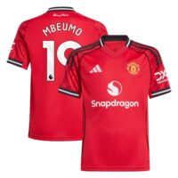 Manchester United adidas Home Shirt 2025-26 - Kids with Mbeumo 19 printing