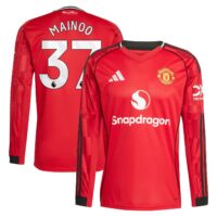 Manchester United adidas Home Shirt 2025-26 - Long Sleeve with Mainoo 37 printing