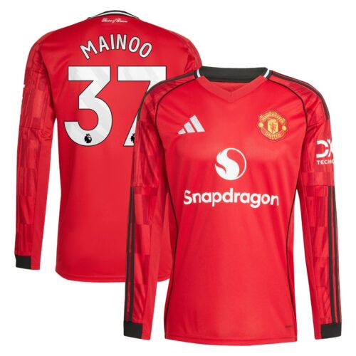 Manchester United adidas Home Shirt 2025-26 - Long Sleeve with Mainoo 37 printing