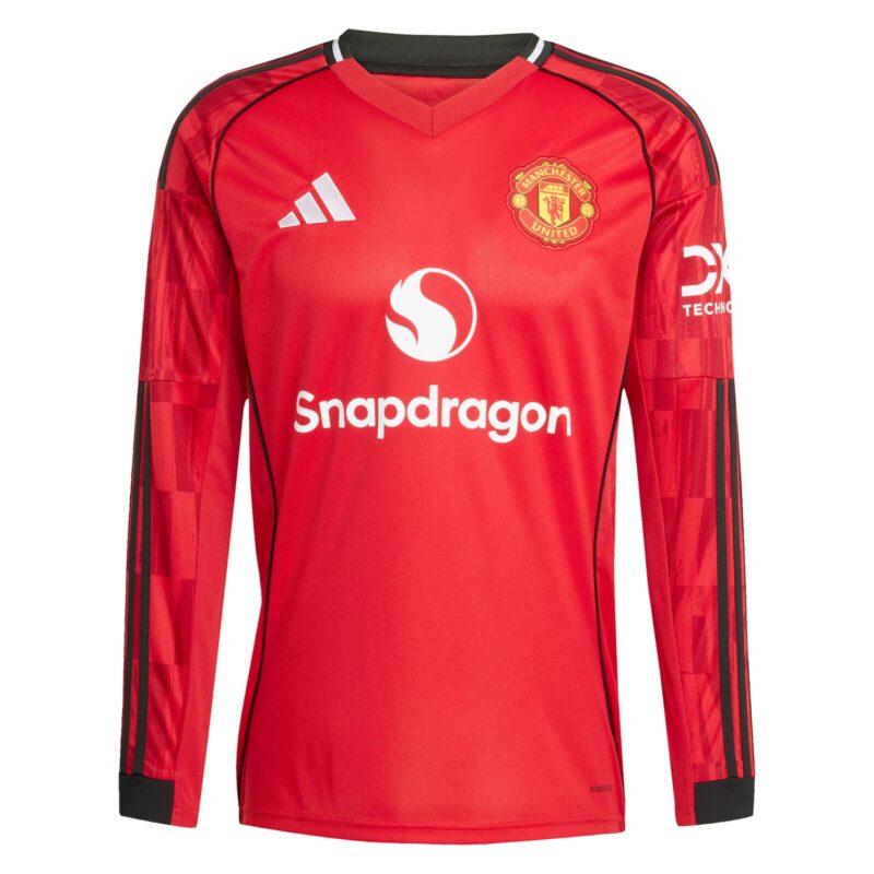 Manchester United adidas Home Shirt 2025-26 - Long Sleeve with Mainoo 37 printing