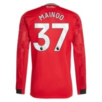 Manchester United adidas Home Shirt 2025-26 - Long Sleeve with Mainoo 37 printing