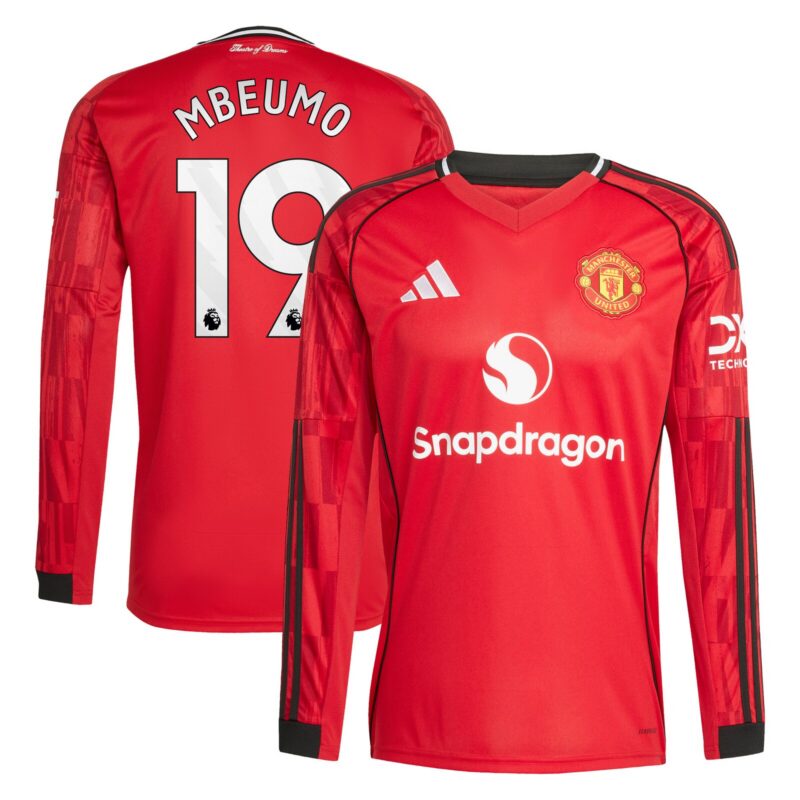 Manchester United adidas Home Shirt 2025-26 - Long Sleeve with Mbeumo 19 printing