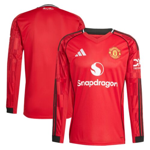 A2B image: manchester-united-adidas-home-replica-shirt-2025-26-long-sleeve Manchester United adidas Home Replica Shirt 2025-26 - Long Sleeve