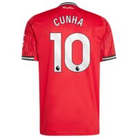 Manchester United adidas Home Replica Shirt 2025-26 with Cunha 10 printing