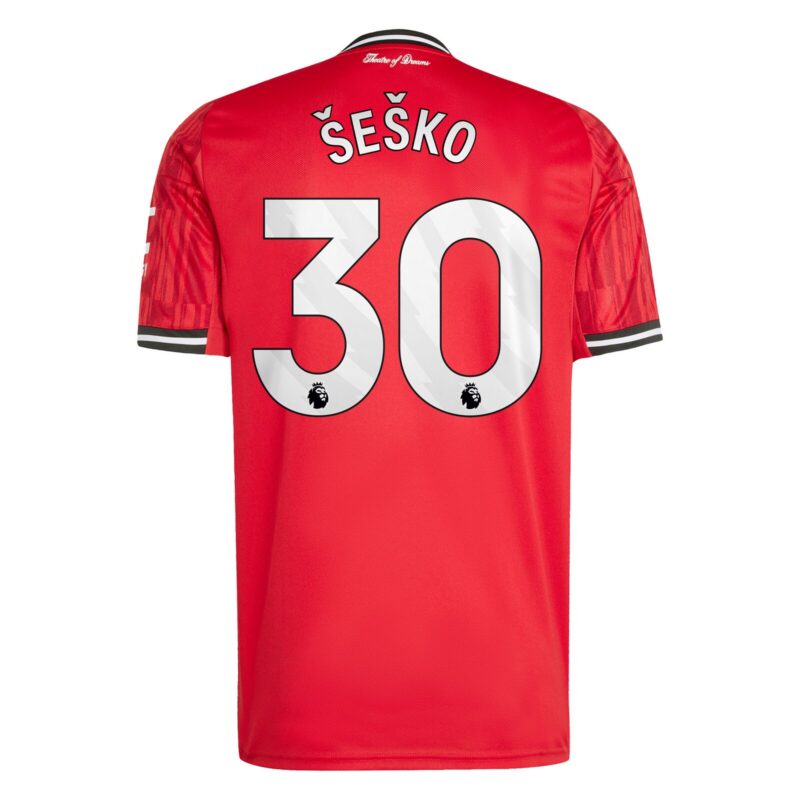 A2B image: manchester-united-adidas-home-shirt-2025-26-with-sesko-30-printing Manchester United adidas Home Shirt 2025-26 with Šeško 30 printing