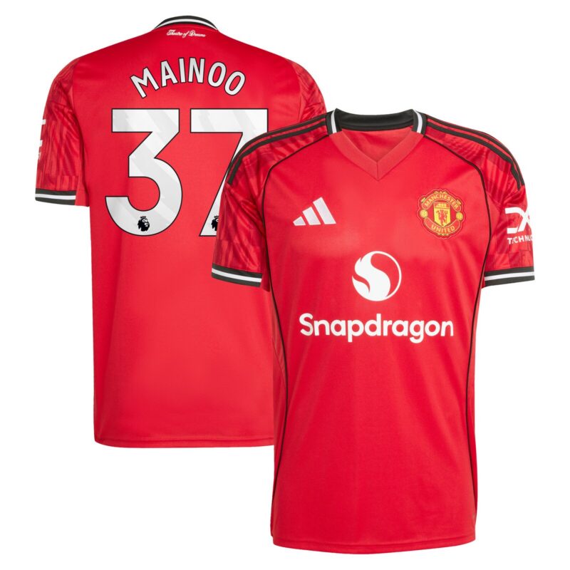 Manchester United adidas Home Shirt 2025-26 with Mainoo 37 printing