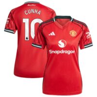 A2B image: manchester-united-adidas-home-shirt-2025-26-womens-with-cunha-10-printing Manchester United adidas Home Shirt 2025-26 - Womens with Cunha 10 printing