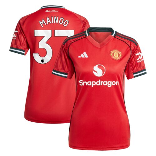 Manchester United adidas Home Shirt 2025-26 - Womens with Mainoo 37 printing