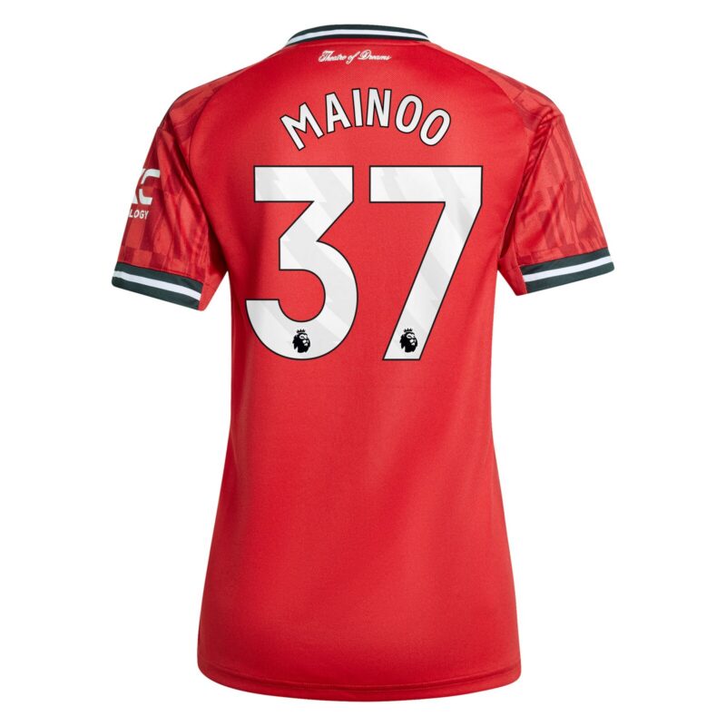 Manchester United adidas Home Shirt 2025-26 - Womens with Mainoo 37 printing
