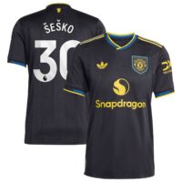 Manchester United adidas Third Authentic Shirt 2025-26 with Šeško 30 printing