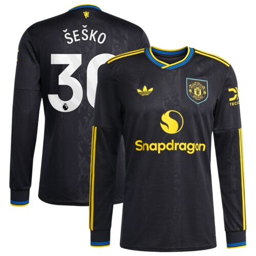 Manchester United adidas Third Shirt 2025-26 - Long sleeve with Šeško 30 printing