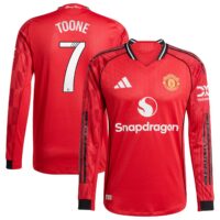 Manchester United adidas WSL Home Authentic Shirt 2025-26 - Long sleeve with Toone 7 printing