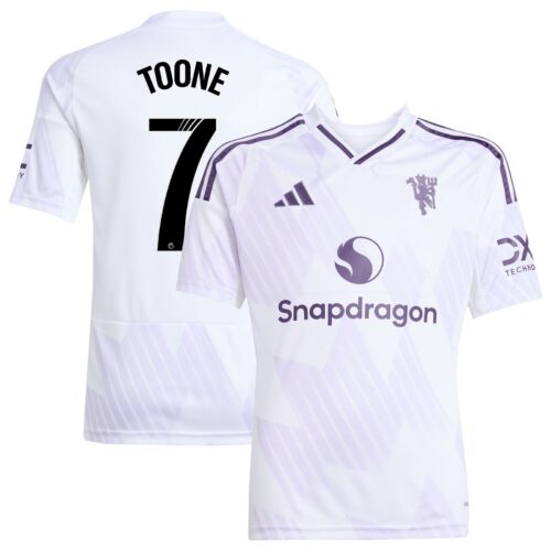 Manchester United WSL adidas Away Shirt 2025-26 - Kids with Toone 7 printing
