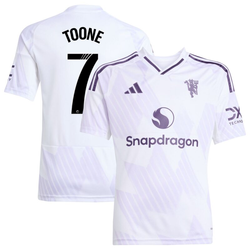 Manchester United WSL adidas Away Shirt 2025-26 - Kids with Toone 7 printing