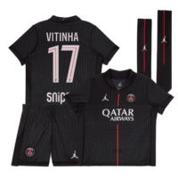 PSG Jordan Fourth Stadium Kit 2025-26 - Little Kids with Vitinha 17 printing