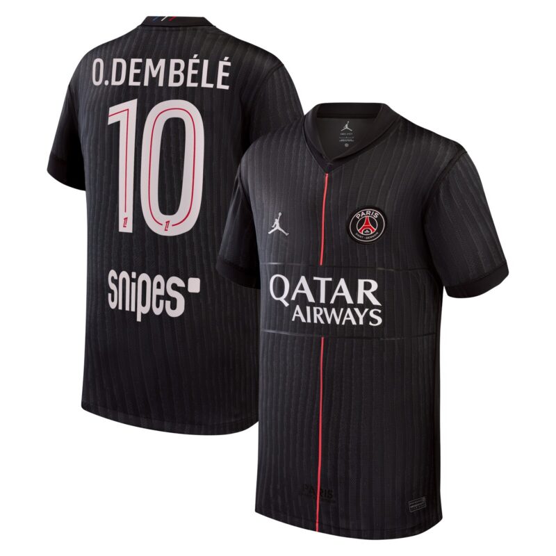 PSG Jordan Fourth Stadium Shirt 2025-26 - Kids with O.Dembélé 10 printing