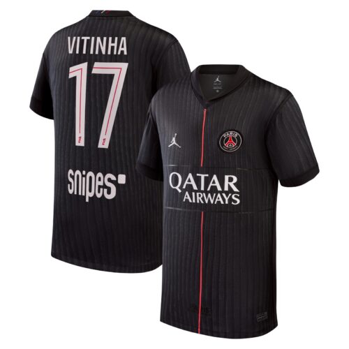 A2B image: psg-jordan-fourth-stadium-shirt-2025-26-kids-with-vitinha-17-printing PSG Jordan Fourth Stadium Shirt 2025-26 - Kids with Vitinha 17 printing