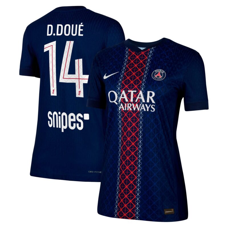 PSG Nike Dri-FIT ADV Home Match Shirt 2025-26 - Womens with D. Doué 14 printing
